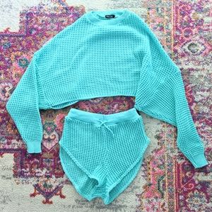 Aqua Knitted Loungewear Set